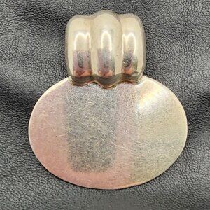 Vtg Sterling Silver Pendant Rounded Bale & Smooth Oval Design 12.2g Unmarked